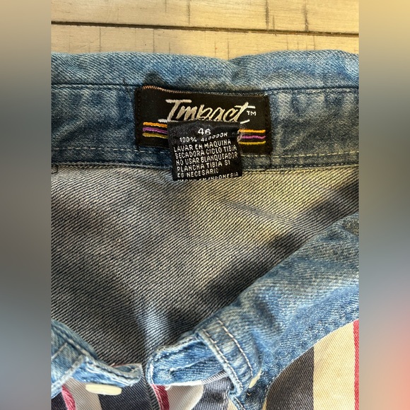 Vintage 90s Western Mens XXL Distressed Blue Striped Button Down Shirt 2XL - Picture 5 of 10